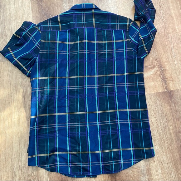 Scotch & Soda Long Sleeve Button Up Shirt Mens Large Checkered Purple - Picture 2 of 12